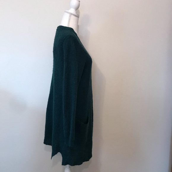 Charlotte Russe Cardigan Sweater Open Front Thick Knit Teal Pockets Medium - Picture 4 of 10